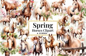 Spring Horses Clipart 1