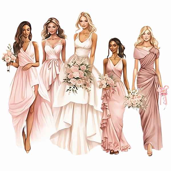 Watercolor Bride And Bridesmaids 2