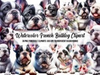 Watercolor French Bulldog Clipart