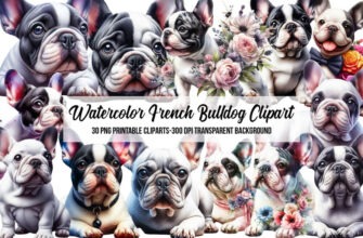 Watercolor French Bulldog Clipart