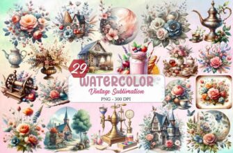 Watercolor Vintage Sublimation Clipart