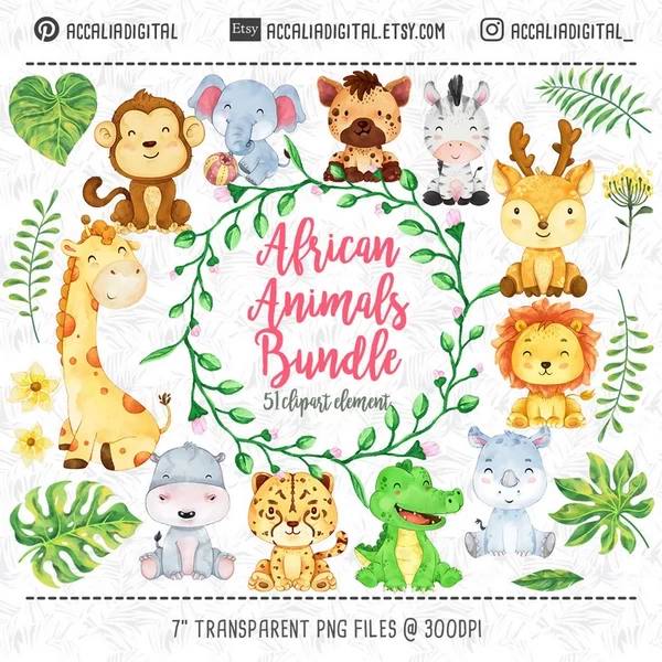 African Safari Animais Clipart Set 2 2