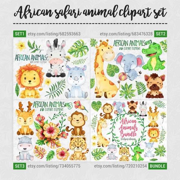 African Safari Animais Clipart Set 2 4