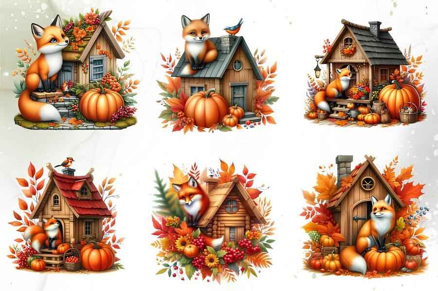 Autumn Fox House Sublimation Graphics 2