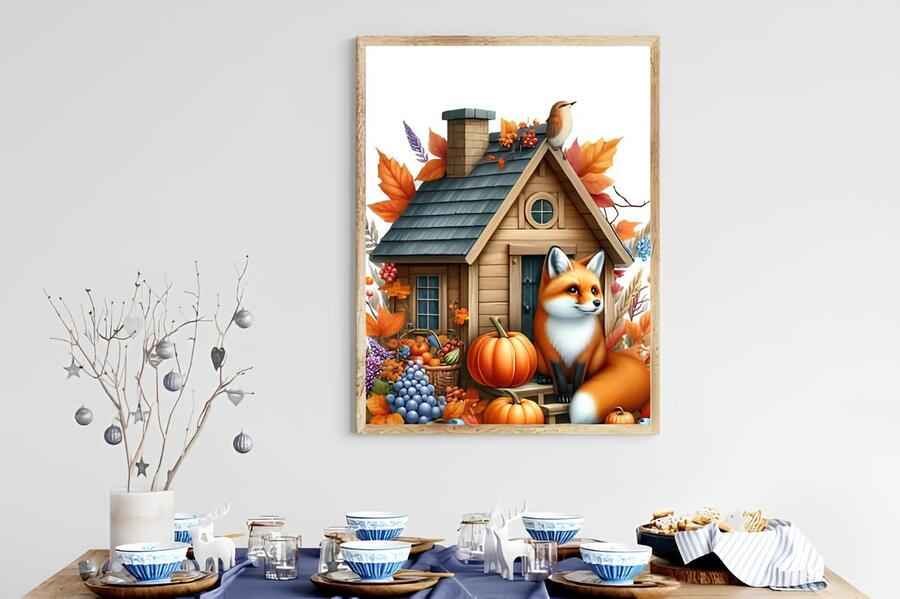 Autumn Fox House Sublimation Graphics 3