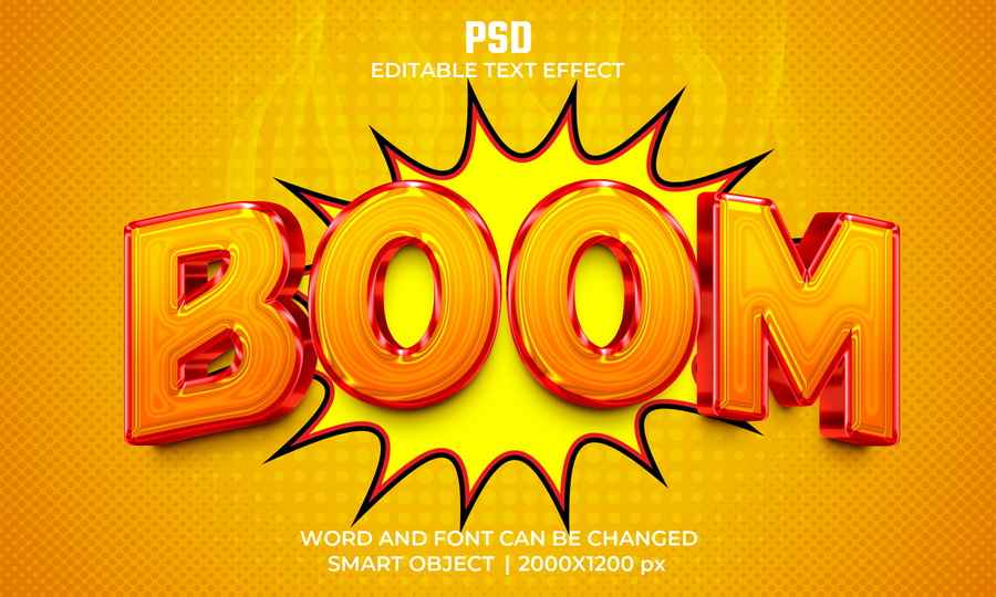 Boom 3d Editable Premium Text Effect