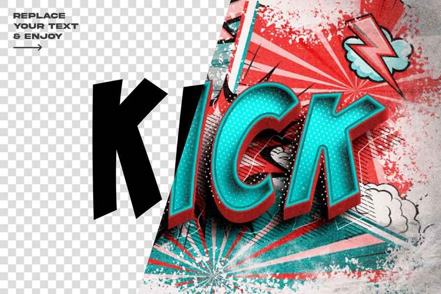 Kick Comic Style Editable Text Effect 002