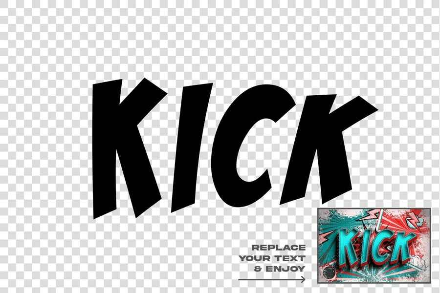 Kick Comic Style Editable Text Effect 003