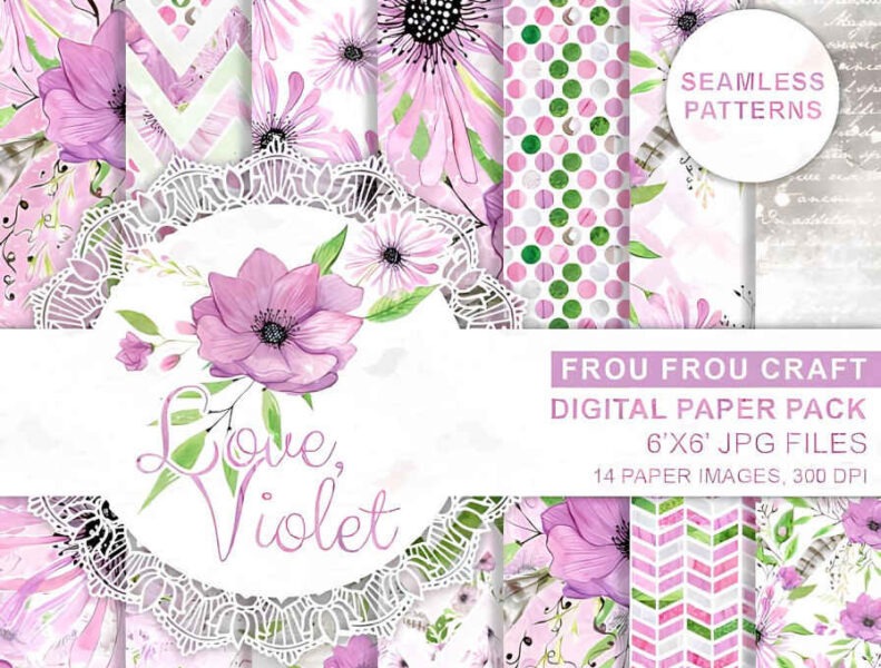 Love Violet Digital Paper Pack 00