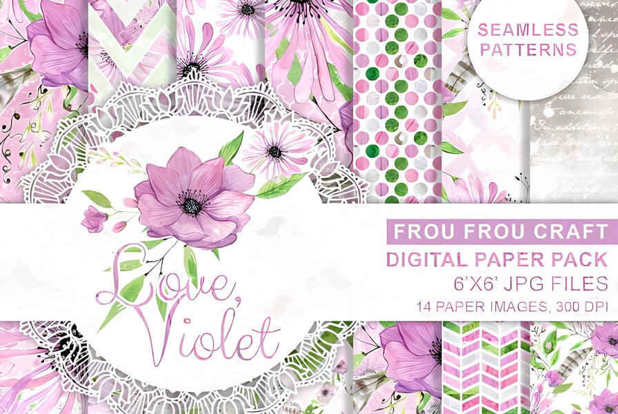 Love Violet Digital Paper Pack 00