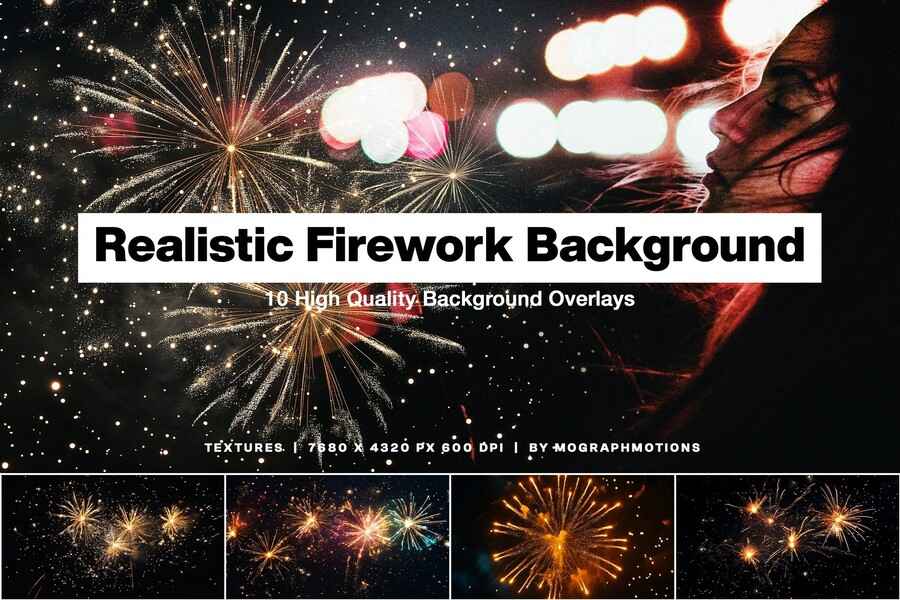 Realistic Firework Background Overlay