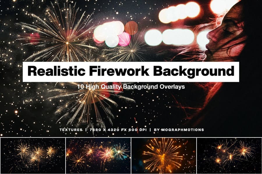 Realistic Firework Background Overlay