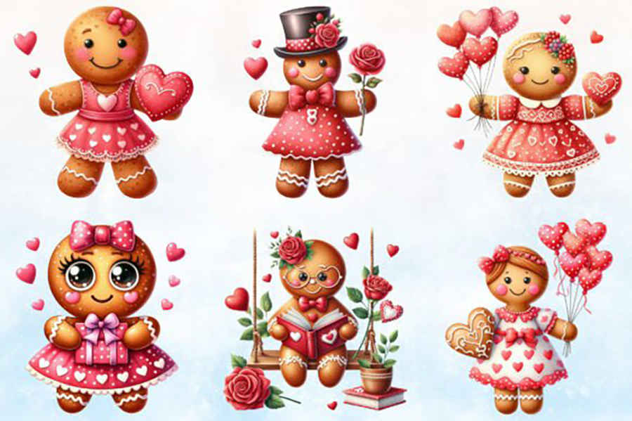 Valentine Gingerbread Sublimation Clipar Graphics 1