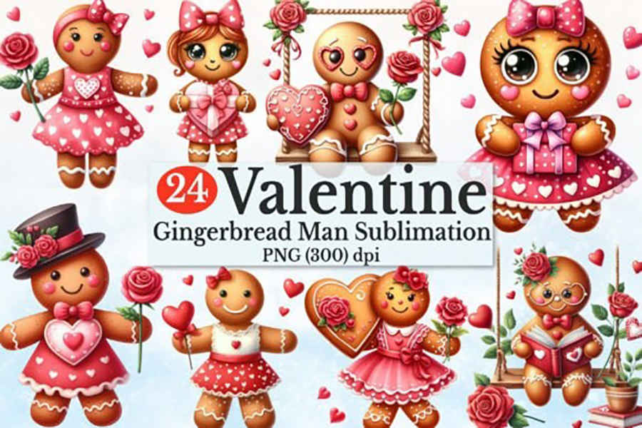 Valentine Gingerbread Sublimation Clipar