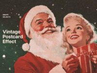 Vintage Christmas Postcard Effect 0