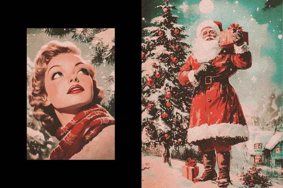 Vintage Christmas Postcard Effect 3