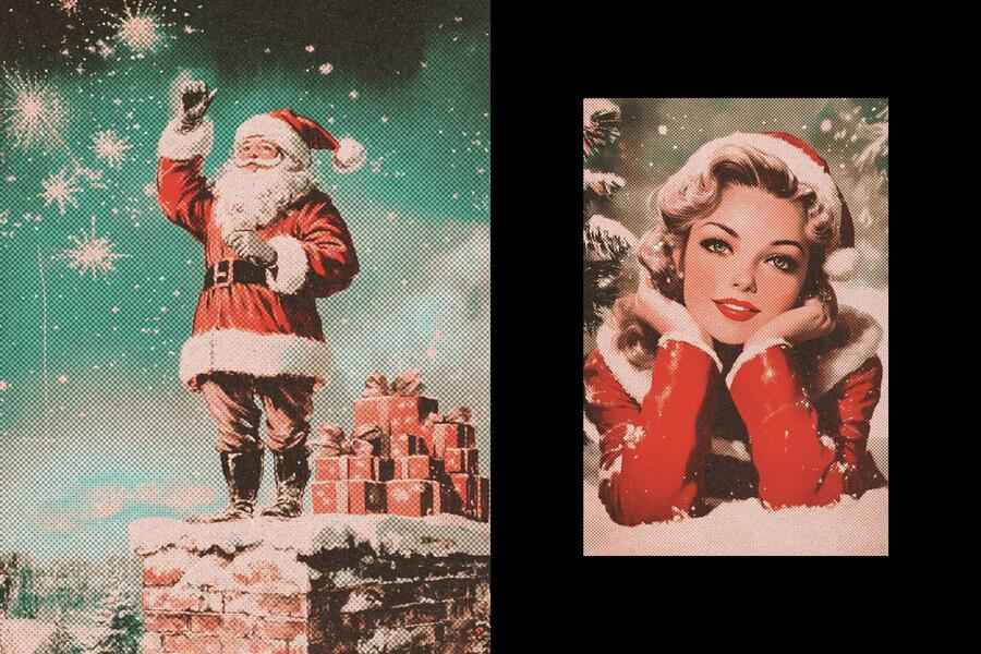 Vintage Christmas Postcard Effect 5