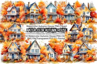 Watercolor Autumn House Sublimation