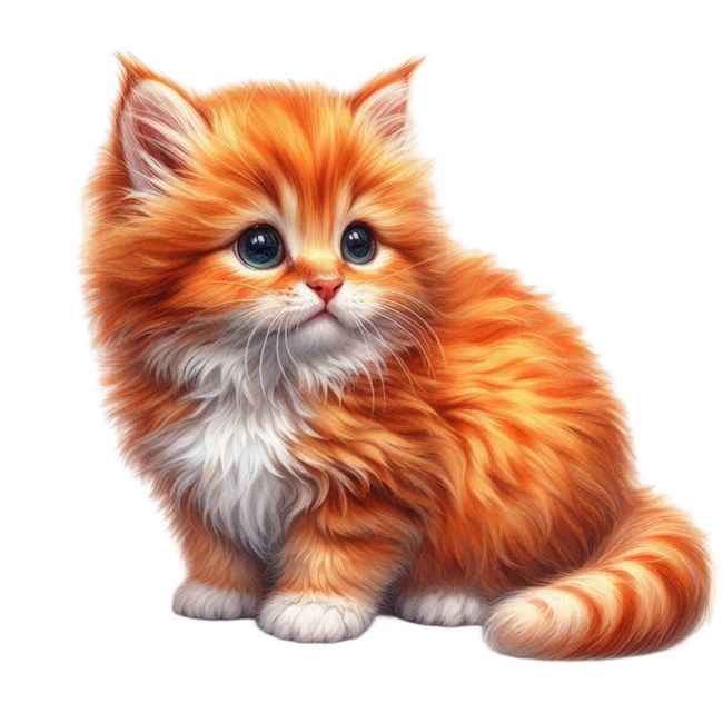 Watercolor Orange Cats Clipart 1