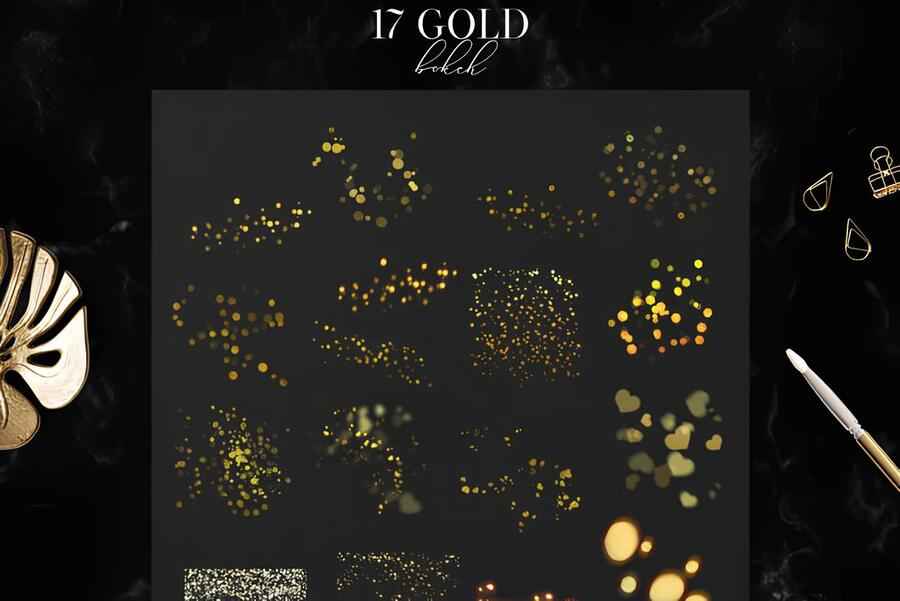 27 Gold Bokeh Overlays Christmas Graphics 3