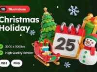 3d Christmas Holiday Illustrations Set 1