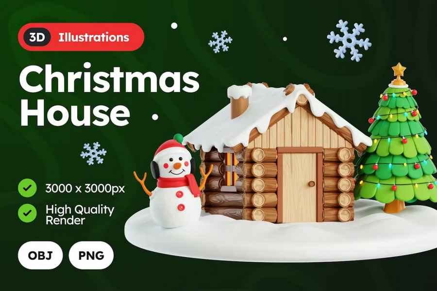 3d Christmas Holiday Illustrations Set 3