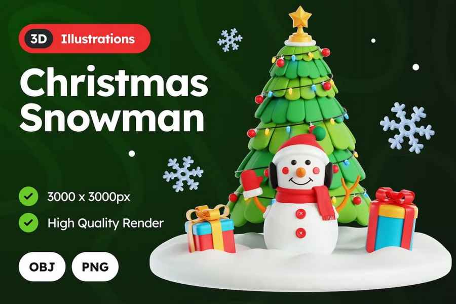 3d Christmas Holiday Illustrations Set 6