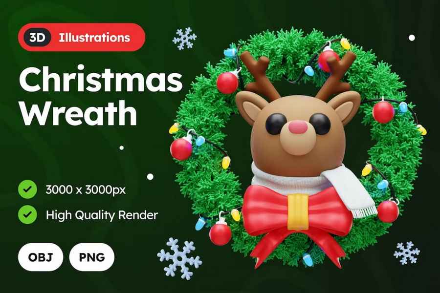 3d Christmas Holiday Illustrations Set 7