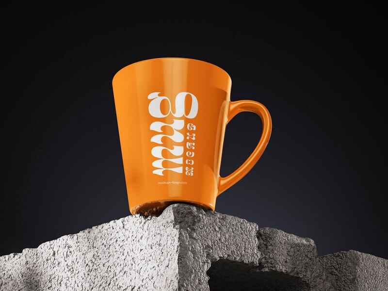 5 Mug Mockup On Concrete Brick 1