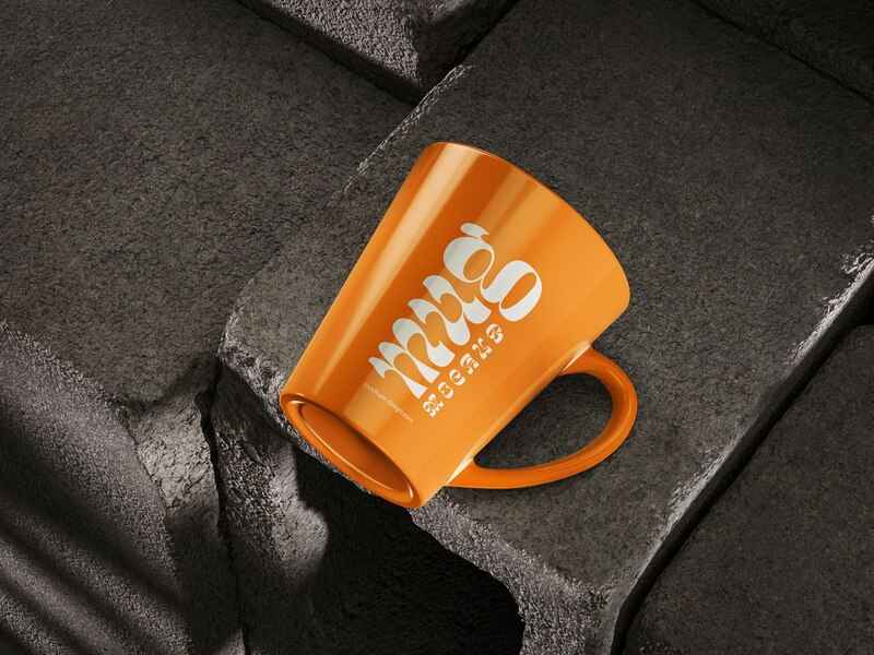 5 Mug Mockup On Concrete Brick 3