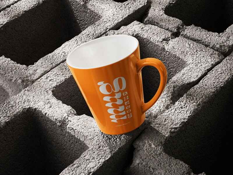 5 Mug Mockup On Concrete Brick 5