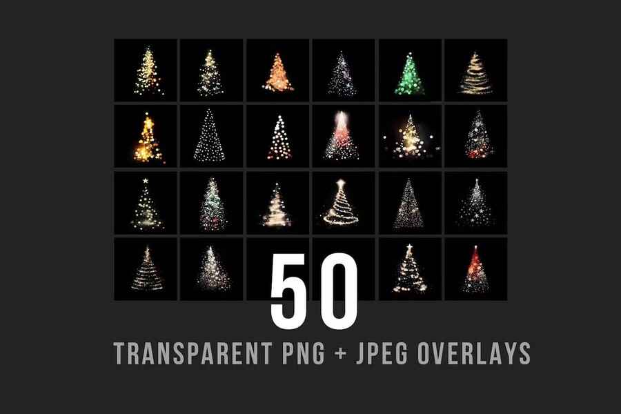 50 Christmas Tree Bokeh Overlays 4