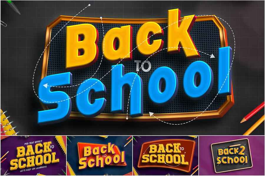 Back To School 3d Text Effect Style 1