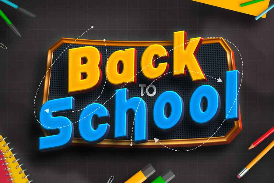 Back To School 3d Text Effect Style 2