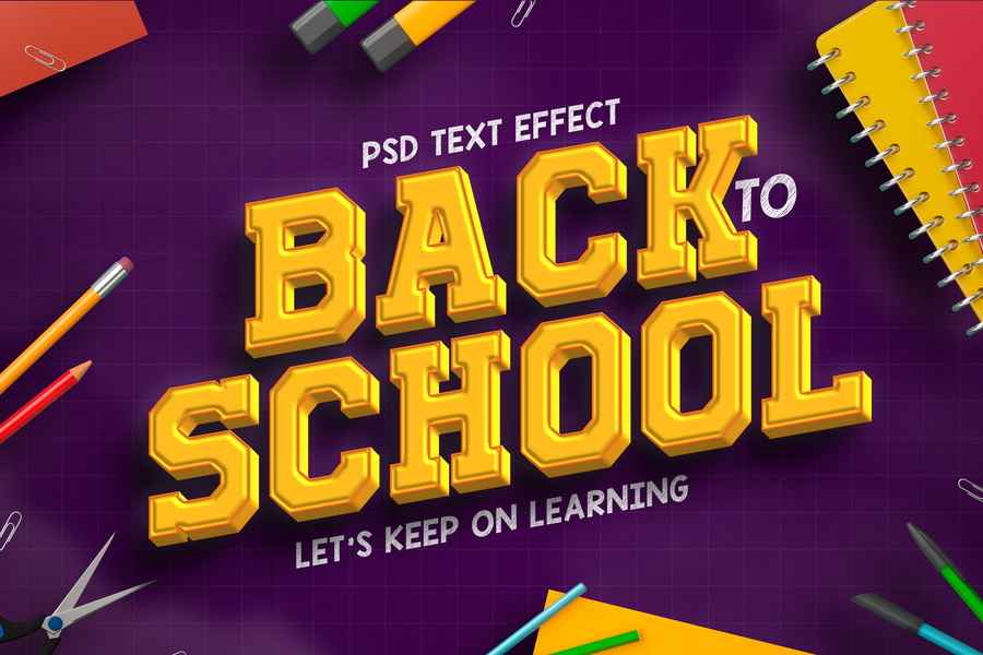 Back To School 3d Text Effect Style 5