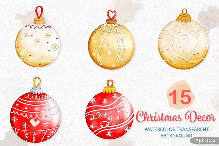 Christmas Ball Ornament Watercolor 3