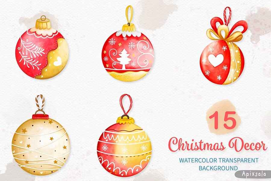 Christmas Ball Ornament Watercolor 4