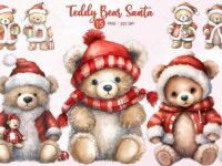 Christmas Santa Teddy Bear Sublimation 1