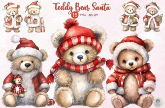 Christmas Santa Teddy Bear Sublimation 1