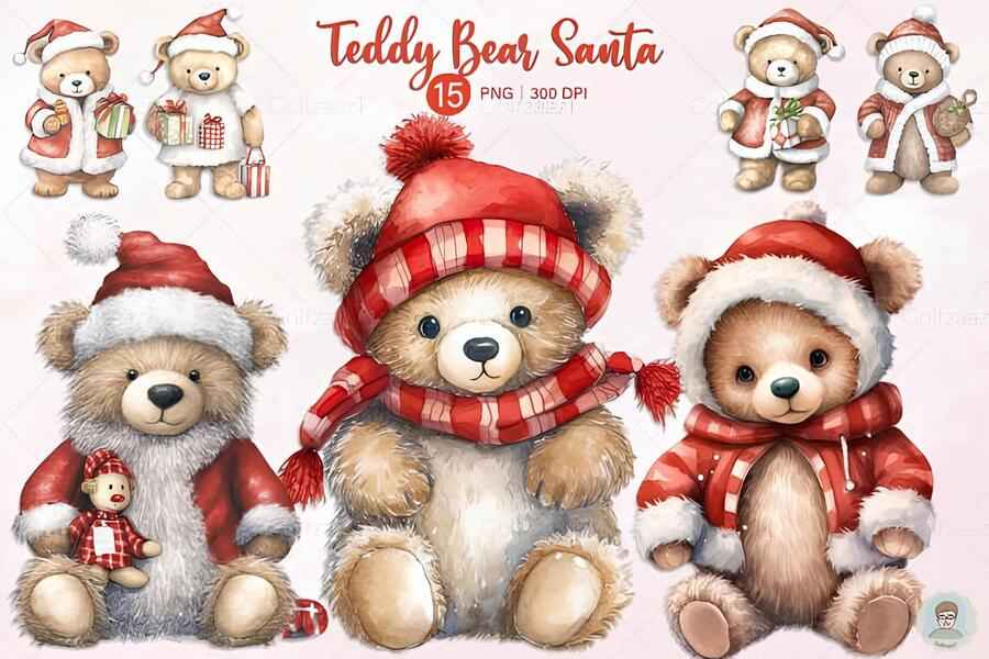 Christmas Santa Teddy Bear Sublimation 1