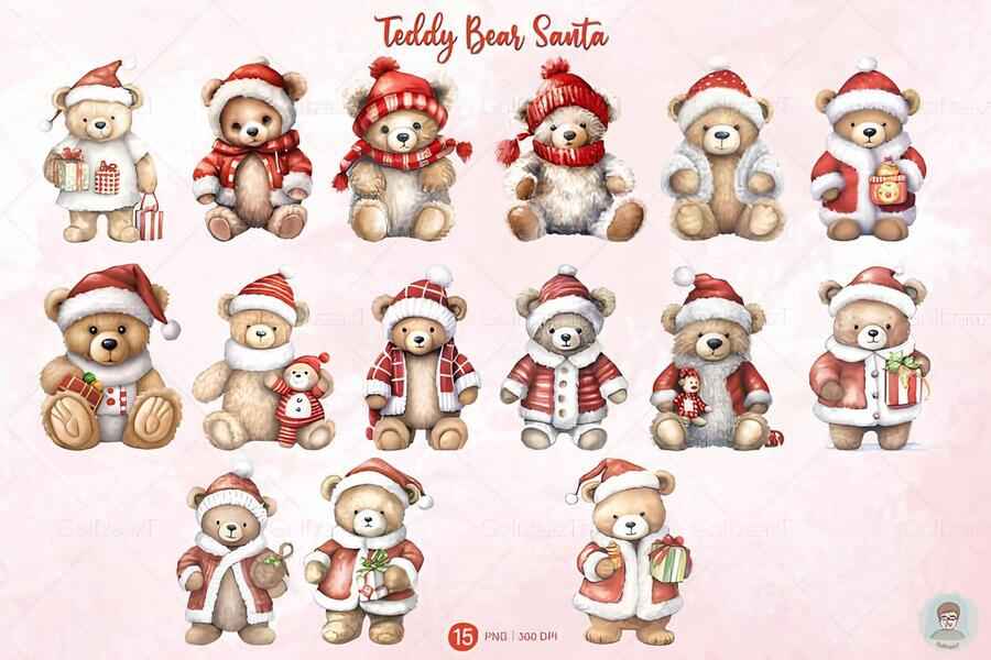 Christmas Santa Teddy Bear Sublimation 2