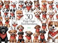 Cute Dogs Red Bandana Sublimation Graphics 1