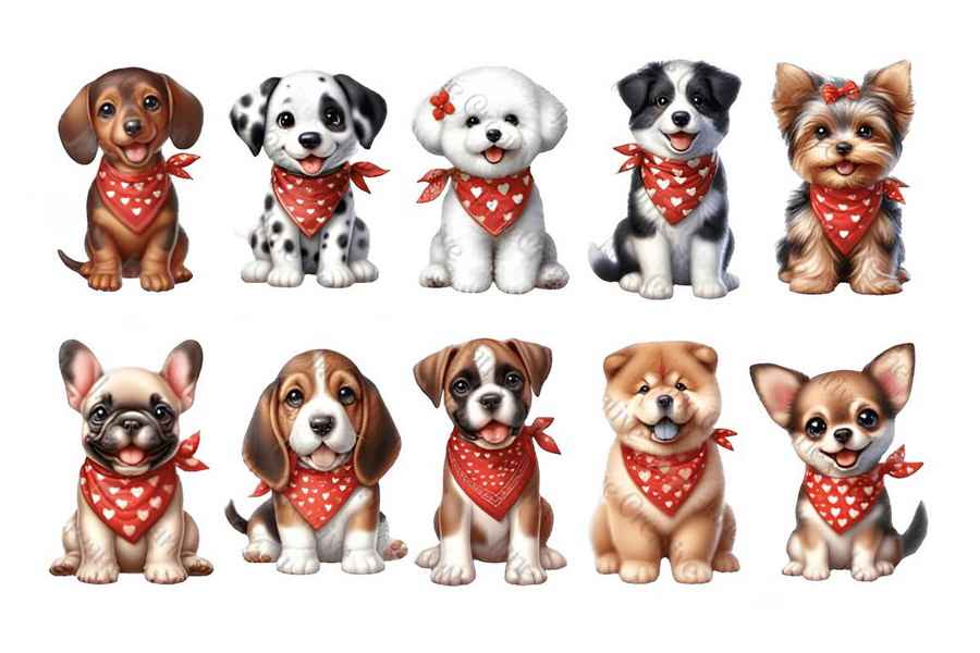 Cute Dogs Red Bandana Sublimation Graphics 2