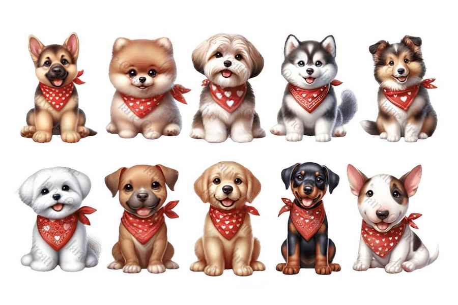 Cute Dogs Red Bandana Sublimation Graphics 3