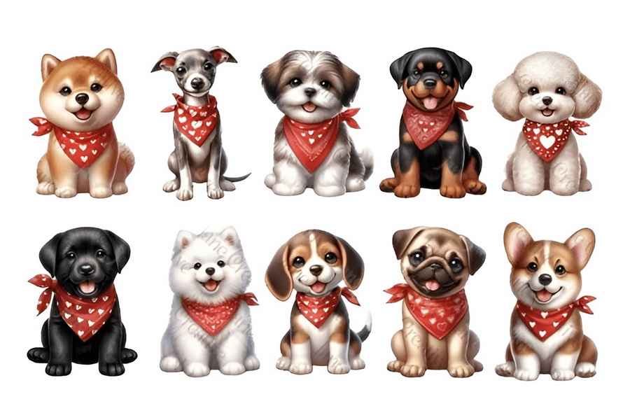 Cute Dogs Red Bandana Sublimation Graphics 4