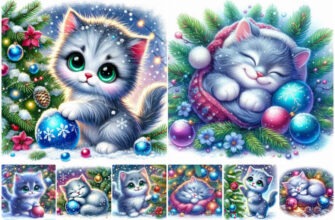 Fluffy Kittens Sublimation Clipart