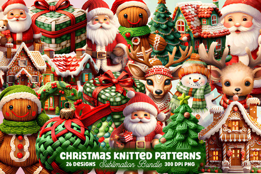 Free Christmas Knitted Patterns Clipart 1