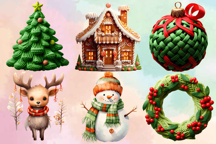 Free Christmas Knitted Patterns Clipart Graphics 2