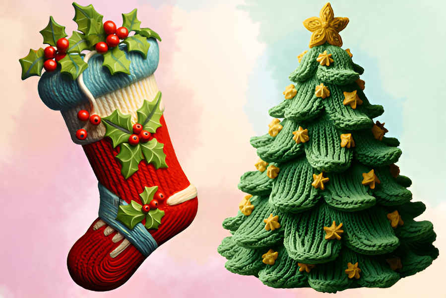 Free Christmas Knitted Patterns Clipart Graphics 7