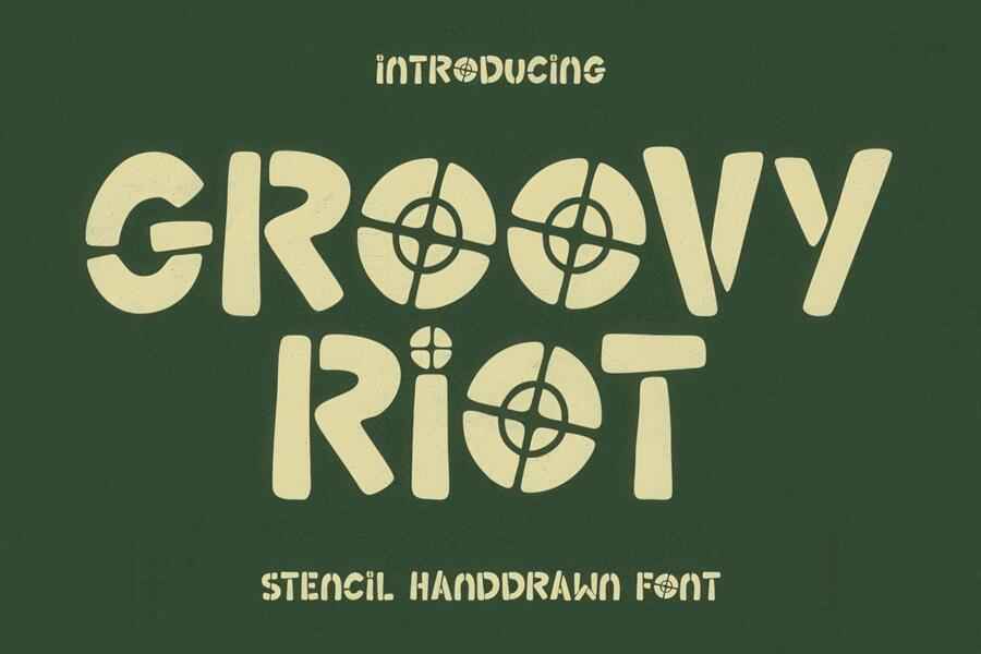 Groovy Riot Stencil Handwritten Font 00